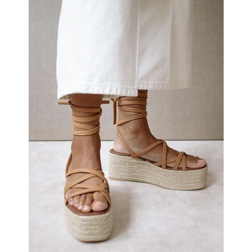 ALOHAS Paw Paw Brown Espadrille Platform Sandal camel